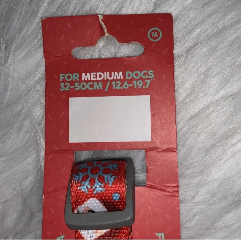 🦋 SANTA PAWS FuzzYard Red Dog Collar Medium Dog Breeds & Leash Set NWT